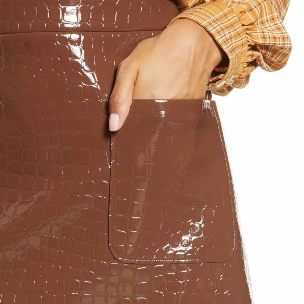 HALOGEN x Atlantic-Pacific Croc Embossed Skirt - Picture 4 of 10